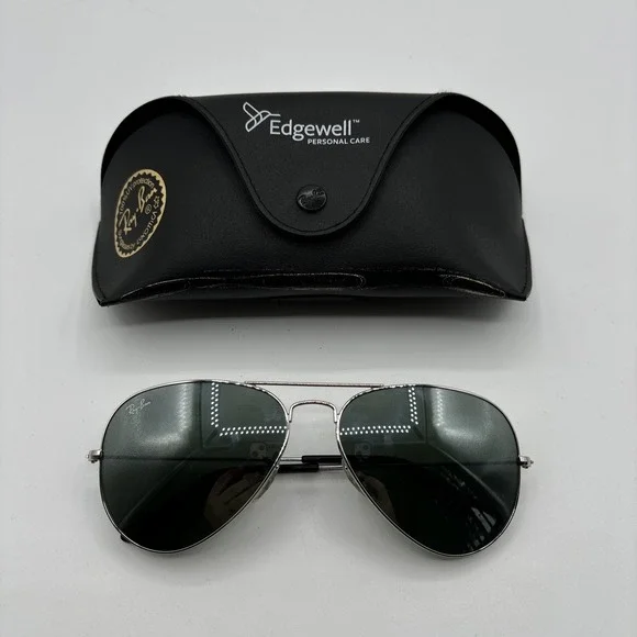 Ray-Ban Silver Frame Black/Gray Lens Aviator Sunglasses Ray-Ban Aviator Mirror XL (58 - 14) with Grey lenses and  main image 3